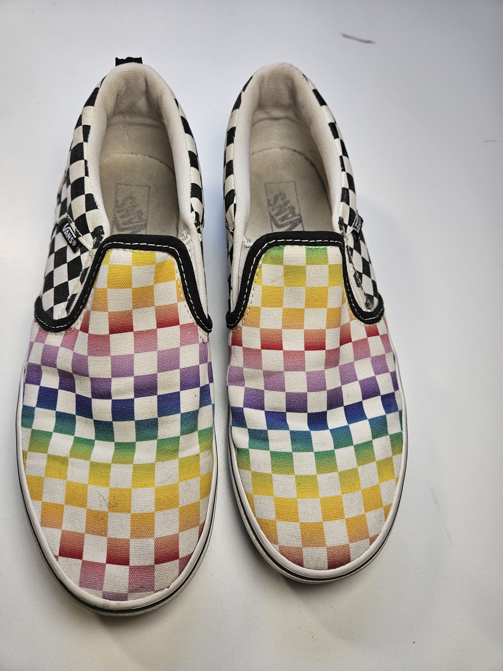 Vans Kids Slip-On Checkerboard Sneakers - Rainbow & Black